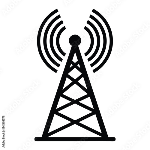 Radio tower antenna wireless communication icon for signal network internet technology broadcasting.