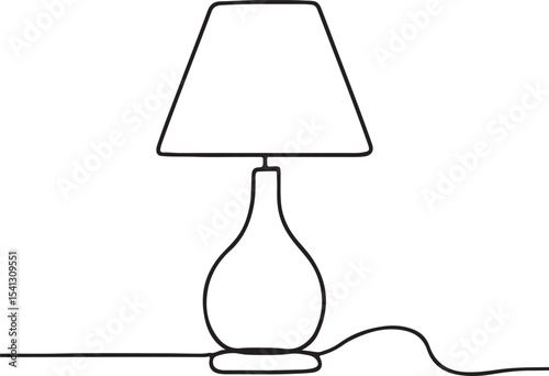 Continuous one line art illustration of table lamp