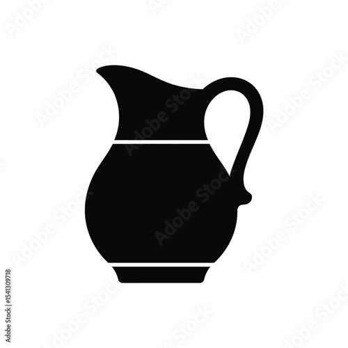 Simple black silhouette of a classic water pitcher