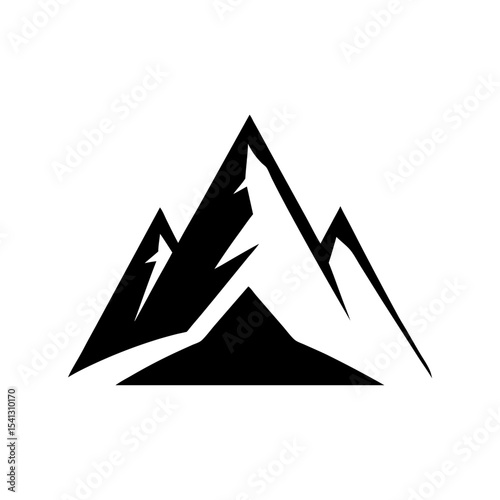 Mountain hiking logo icon illustration for outdoor trekking adventure and travel gear
