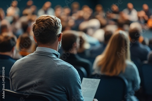 Audience at presentation conference seminar business meeting learning event speaker keynote address listening