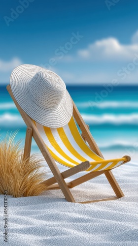 Summer relaxation beach chair in sunlit ocean paradise