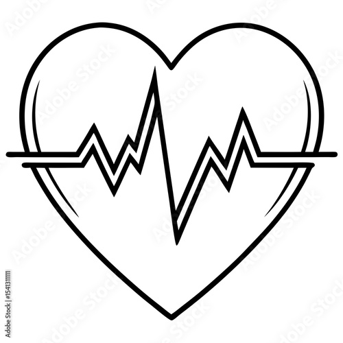 Heart rate monitor icon heartbeat line art