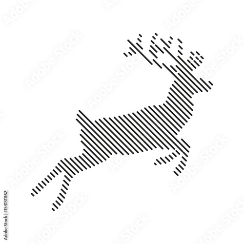 Geometric Deer Silhouette with Diagonal Line Pattern