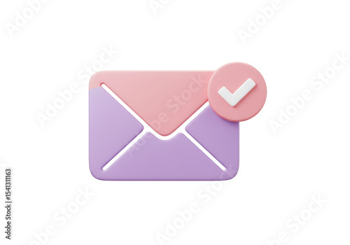 Isolated Pink Email with Check Mark