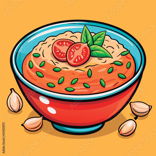 Delicious tomato dip in a bowl.