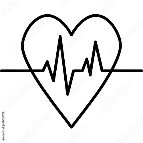 Heart rate monitor icon heartbeat line art