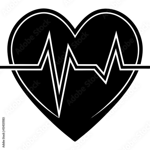 Heart rate monitor icon black and white