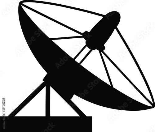 satellite dish antenna, Large satellite dish antenna icon silhouette vector