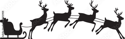 Santa s reindeer sleigh silhouette