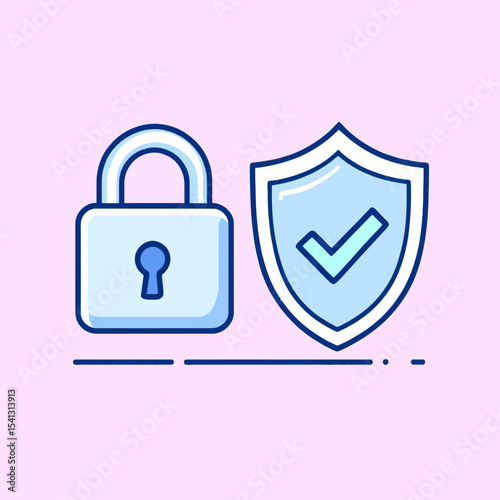 padlock next to a modern shield vector