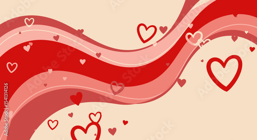 Romantic wave background with heart shapes suitable for Valentine's day cards