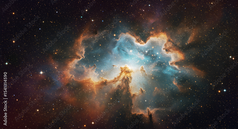Fototapeta premium Stunning nebula image with vibrant colors and cosmic dust in deep space