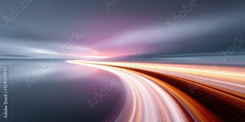Futuristic Abstract Light Trails in Luminous Streaks on Dark Surface Representing High-Speed Connectivity and Business Acceleration for Digital Marketing