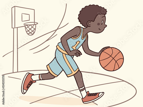 Young Boy Playing Basketball vector design
