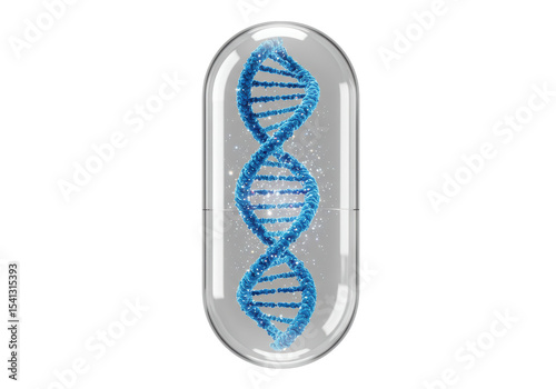 Isolated DNA Strand in Transparent Pill Capsule