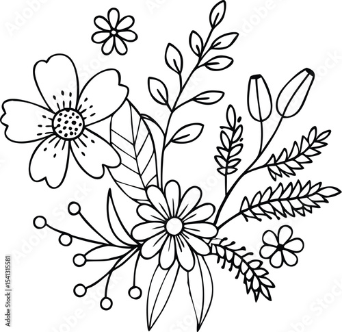 Hand drawn flower silhouette arrangements