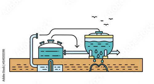 Septic Tank System Isolated on Transparent Background