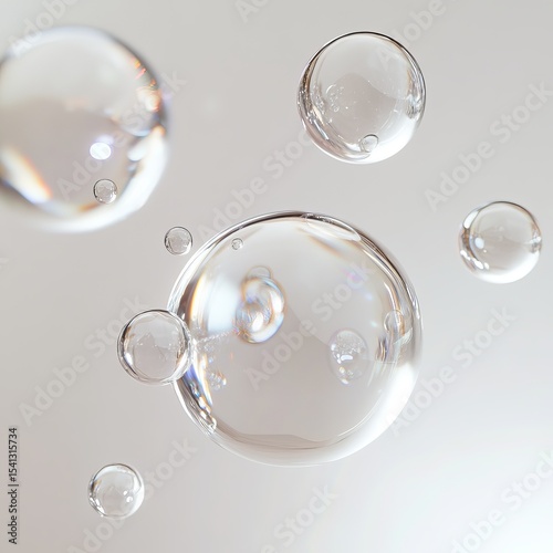 Translucent Spheres Orbiting in White Space