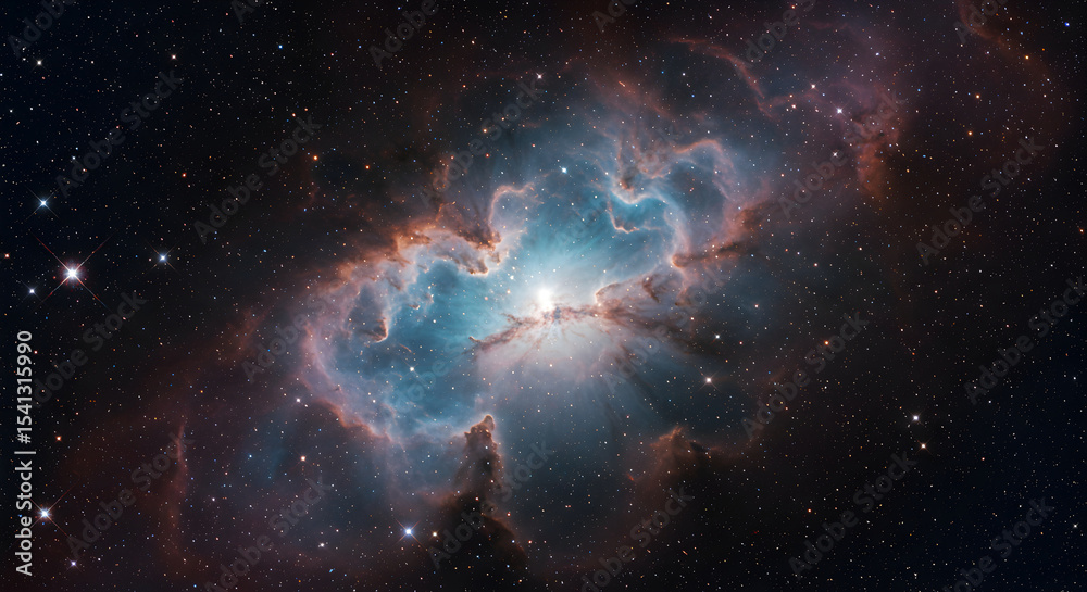 Fototapeta premium Stunning View of a Nebula in Space, filled with stars and cosmic elements