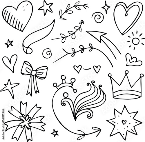 Hand drawn flower silhouette arrangements