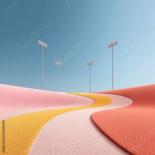 World Softball Day Celebration Modern Empty Baseball Field with Stadium Lights for Summer Sporting Events and Outdoor Festival Branding