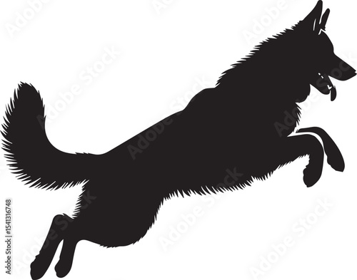 German Shepherd Dog Silhouette Vector | Black and White  Illustration