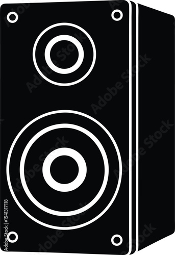 Flat Vector of Black Speaker with Circular Audio Drivers