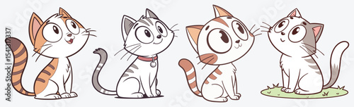 Charming cartoon puppies full of joy and color – ideal for kids' books, pet brands, and cute cat animal design vector.