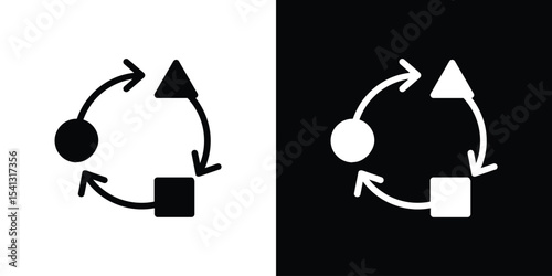 Adaptation icon in flat black solid vector set