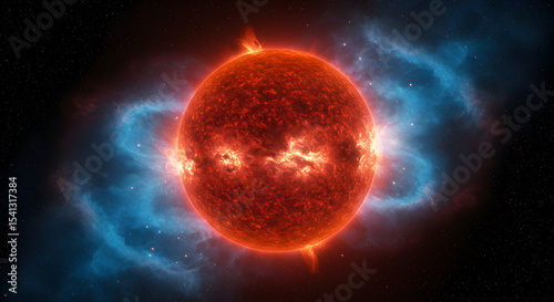 Vivid Rendering of a Star, Celestial Body, and Cosmic Space Nebulas