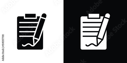 Agreement icon in flat black solid vector set