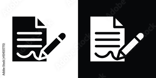 Agreement icon in flat black solid vector set