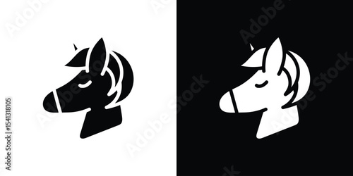 Alicorn icon in flat black solid vector set