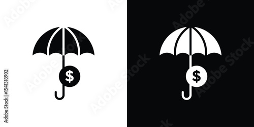 assets protection icon in flat black solid vector set
