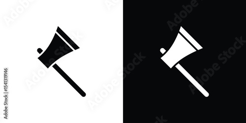 Axe icon in flat black solid vector set