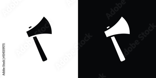 Axe icon in flat black solid vector set