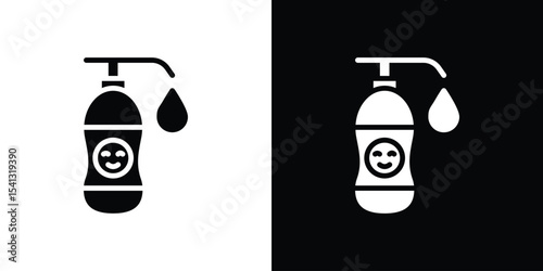 Baby shampoo icon in flat black solid vector set