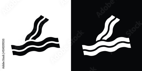 Bacon icon in flat black solid vector set