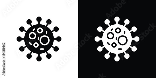 Bacteria icon in flat black solid vector set
