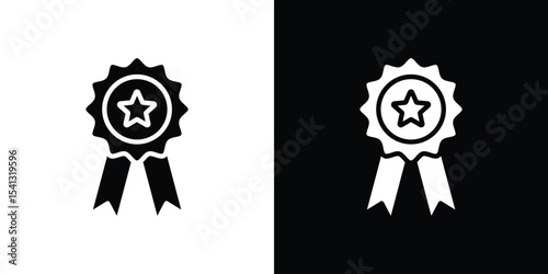 Badge icon in flat black solid vector set