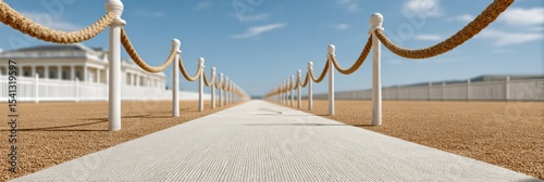 Royal Ascot Luxury Walkway with Elegant Stanchions and Carpet - Summer Wimbledon Event and Garden Party Season Prestige