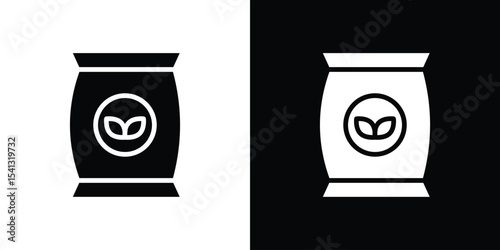 Bag seedling icon in flat black solid vector set