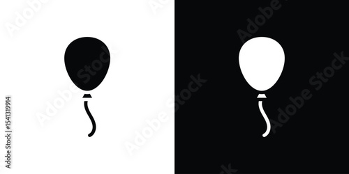 Balloon icon in flat black solid vector set