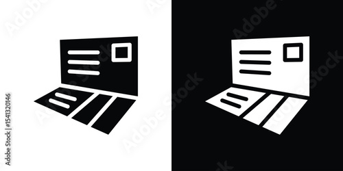 Bankbook icon in flat black solid vector set