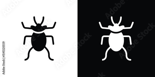 Bedbug icon in flat black solid vector set