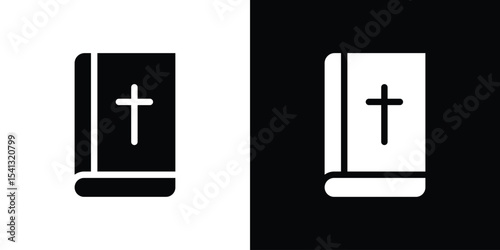 Bible icon in flat black solid vector set