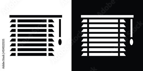 Blinds icon in flat black solid vector set