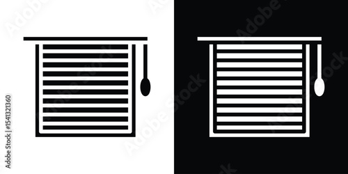 Blinds icon in flat black solid vector set