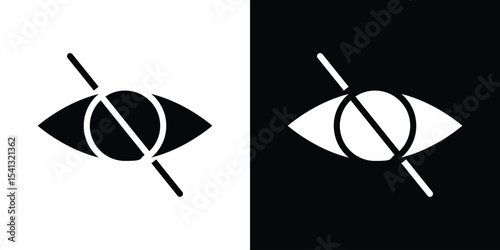 Blindness icon in flat black solid vector set